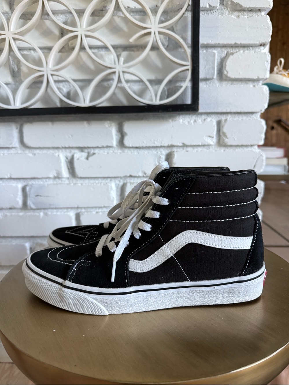 Vans Sk8-Hi Black/White High-Top Skate Shoes mens 7.5